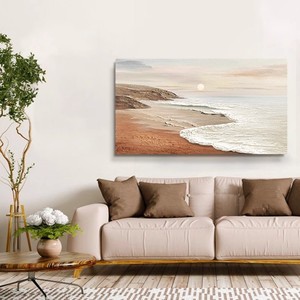 Hand Painted Oil Painting Abstract Landscape Sunrise Beach Scene Modern Wall Art For Living Room Decor 100% Handmade <b>Frameless</b> - Product Image 3