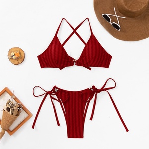 Maillot de bain bikini 2 pièces grande taille de haute qualité, séchage rapide, soutien-gorge push-up et bas string en Spandex/Polyester, personnalisable, vente en gros - Product Image 4