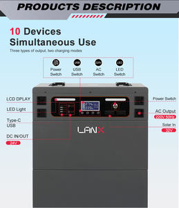Centrales Électriques Portables 5000W pour la Maison 220V 110V, Stations d'Énergie Solaire, Système Générateur Portable, Chargeur d'Alimentation pour l'Extérieur - Product Image 2