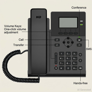 Téléphone <span class=keywords><strong>IP</strong></span> SIP professionnel KS30, 2 comptes SIP, <span class=keywords><strong>voix</strong></span> HD, écran LCD rétroéclairé de 2,3 pouces, téléphone de bureau VoIP pour bureau moderne - Product Image 3