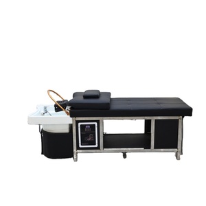 Table de lavage ergonomique Kisen avec système d'hydrothérapie et appui-tête réglable pour soins capillaires continus en salons professionnels - Product Image 1