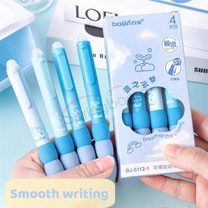 ชุดปากกาลบออกได้4ขนาด0.5มม. น่ารักปากกาเจลสีดำ/น้ำเงินพับเก็บได้จับง่ายสำหรับเครื่องเขียนในโรงเรียนของนักเรียน - Product Image 5