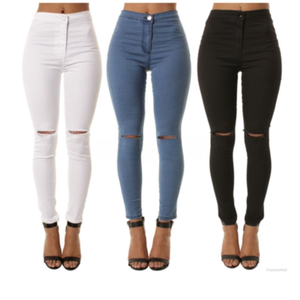 Jeans de mezclilla de mujer de alta elasticidad, de pierna estrecha, multicolor, de talle alto, diseño que realza los glúteos, <span class=keywords><strong>ajustados</strong></span>, estilo lindo, al por mayor - Product Image 6
