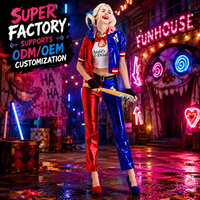 Ensemble de costumes d'anime pour femmes, veste, crop top et pantalon, rouge et bleu, style jeu, tenue de scène pour spectacle