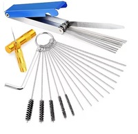 Kit de nettoyage de carburateur pour saletés carbonées, 13 fils de nettoyage, 10 aiguilles de nettoyage, 5 brosses en nylon, 1 outil de dégrossissement, écologique