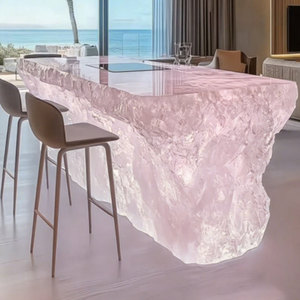 R067 Table basse créative de thé en cristal brillant en forme d'ondulation de comptoir de bar de bureau en résine transparente pour le bar d'hôtel de maison de bureau - Product Image 3
