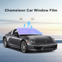 Film pour vitres de voiture à changement de couleur anti-UV, effet caméléon violet, en matériau PET à cristaux liquides