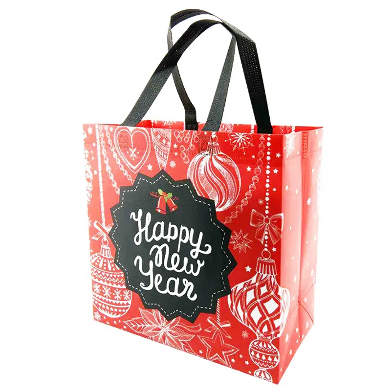 高品質美しいメリークリスマストートギフトラミネートPP不織布流行新製品バッグ