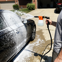Canon à mousse pour lavage de voiture avec tuyau d'arrosage de jardin, orange, avec pression d'eau en plastique, pas besoin de nettoyeur haute pression séparé