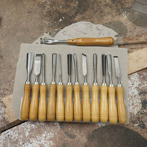 12 pièces bricolage ensemble de sculpture sur <span class=keywords><strong>bois</strong></span> de qualité industrielle en acier au Chrome Vanadium avec ciseaux et poinçons en <span class=keywords><strong>bois</strong></span> de hêtre - Product Image 3