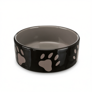 Tazón de Cerámica para Mascotas con Huellas de Patas, 1.4 L, 20 cm, Marrón Crema - Product Image 2