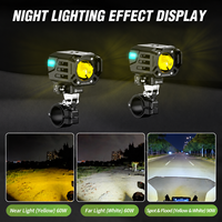 Projecteur LED Moto KWG-K12 9000 Lumens, Feux de Croisement/Route, Bicolore Ambre/Blanc, Mode Respiration, Alliage d'Aluminium 6061, Style Cyberpunk