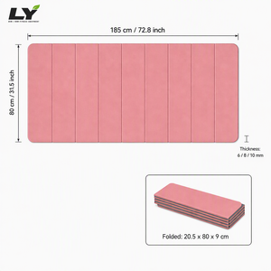 Tapis de yoga TPE pliable 9 volets avec logo personnalisé, antidérapant, lignes d'alignement, portable, 185x80cm, pour la maison, la salle de sport et le Pilates - Product Image 4