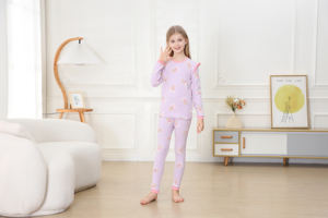 Vente en gros de vêtements de nuit à manches longues Ensemble 2 pièces en coton imprimé Vêtements pour bébés garçons et filles Pyjamas pour enfants - Product Image 2