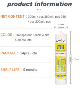 Mastic en silicone acétique pour fenêtres et portes Adhésif étanche aux intempéries <span class=keywords><strong>Cartouche</strong></span> de 300ml - Product Image 5