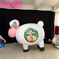 Mouton gonflable décoratif de dessin animé, costumes de mouton gonflables pour exposition