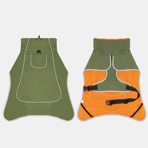 Jaket anjing besar pola polos reversibel katun poliester luar ruangan tahan air tahan angin hangat reflektif pakaian musim dingin hewan peliharaan - Product Image 2