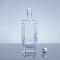Bouteilles de verre à liqueur personnalisées, vides, de luxe, 750 ml, transparentes, pour spiritueux, vodka, vin blanc, whisky, bouteille de liqueur en verre unique