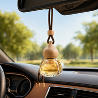 Vente en gros de flacons de parfum pour voiture vides de 8 ml, diffuseur de parfum en verre suspendu rechargeable avec bouchon en bois