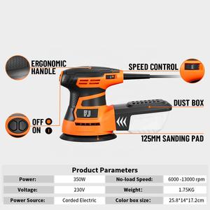 Sander orbital électrique populaire de 350 W <span class=keywords><strong>pour</strong></span> cloisons sèches avec vitesse variable à 6 vitesses, disque de 125 mm, qualité industrielle, garantie d'un an - Product Image 6