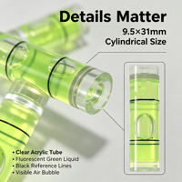 Niveau à bulle vertical 9,5x31mm, tube de niveau à bulle cylindrique pour cadre mural, enseigne, bricolage CE
