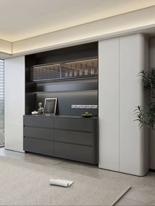 <span class=keywords><strong>Buffet</strong></span> coulissant gain de place avec étagères multi-niveaux pour coin repas étroit en appartement - Product Image 3