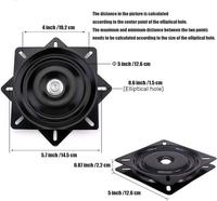 Plateau tournant carré pour meubles de 6/8 pouces, plateau pivotant à roulement, quincaillerie pour plateau tournant, fonction de rotation à 360 degrés pour tabourets, chaises, canapés