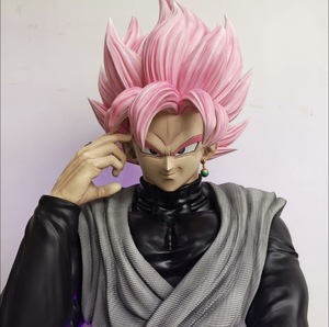 Statue buste de <span class=keywords><strong>Goku</strong></span> <span class=keywords><strong>Black</strong></span> Super Saiyan Rosé grandeur nature 1:1 de Dragon Ball Super avec base lumineuse LED en résine - Product Image 5