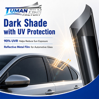 Película Metálica para Ventanas de Automóviles Tuman Dark Shade con Protección Ultravioleta, 14% VLT, 90% UVR, 50% IRR, Control Solar y Privacidad