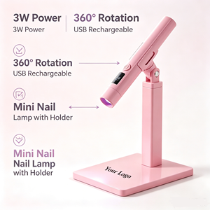 Lampe à ongles portable rose 3W avec support rotatif à 360 degrés, lampe UV multifonctionnelle - Product Image 3
