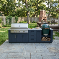 Cuisine extérieure moderne sur mesure en acier inoxydable 304, sans formaldéhyde, îlot de cuisine pour patio et jardin avec barbecue et armoire