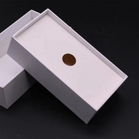 Boîte d'emballage rigide blanche unie en deux parties avec découpe pour doigt, personnalisable pour étui de téléphone, emballage de détail pour téléphonie mobile et électronique