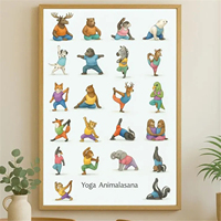 Affiche imprimable Yoga Animalasana - Animaux mignons en position de yoga, décoration murale pour enfants et passionnés de yoga (lot de 1 pièce)