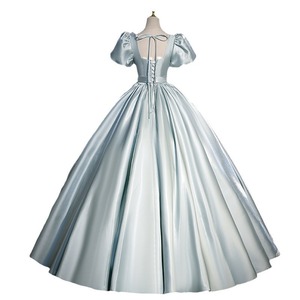 Evening Gown Square Collar Puff Skirt Ball Gown Blue Gray Light Green Natural Waistline Art Exam Party Dress - Product Image 2
