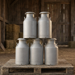 Bidon à lait en aluminium de qualité alimentaire robuste avec couvercle pour la collecte, le transport et l'approvisionnement en ferme laitière - Product Image 1