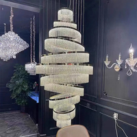 Lustre LED en cristal de luxe à intensité variable pour décoration intérieure nordique, hall d'hôtel, escalier duplex, villa