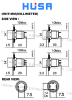 Interrupteur à bouton-poussoir métallique HUSA 12 mm - Auto-bloquant, à réinitialisation automatique, étanche IP65, 1A, 1NO, borne à broches, interrupteur électronique