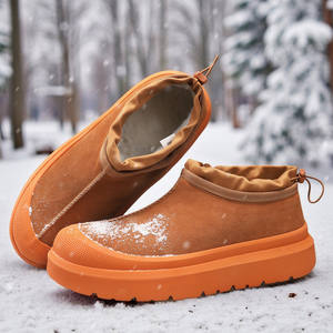 Fashion Men's Steel Toe Fur <b>Ankle</b> <b>Boots</b> Thick Heel New Hot Winter Soft Sheepskin <b>Waterproof</b> Comfortable Genuine Leather Factory - Product Image 2