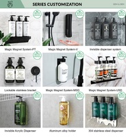 Distributeur de shampooing suspendu GRS en plastique recyclé avec ligne de liquide visible, distributeur flottant à clé, 400 ml