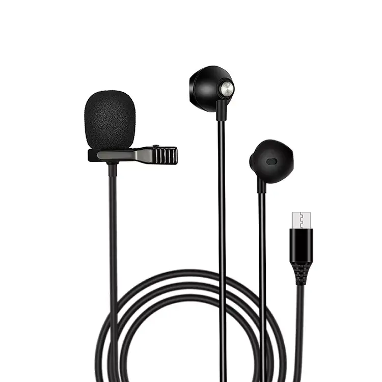 voxfull SEM350C Microphone With Lapel Right Headset Clip Tie Collar Portable Mini Mic For Phone Tablet Laptop Live Webcast