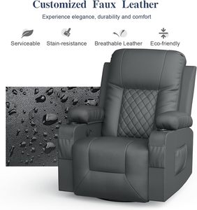 FURNIMAT Chaise <span class=keywords><strong>inclinable</strong></span> grise ergonomique moderne pour adultes Siège de canapé à bascule chauffant pivotant à 360 degrés pour vivre - Product Image 6