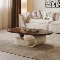 Table basse en bois massif moderne et minimaliste, écologique, pour salon, design créatif avec finition en noyer et option table d'appoint