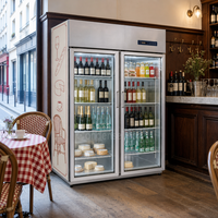 Congélateur commercial à double porte vitrée, refroidissement par air, dégivrage automatique, éclairage LED, 1200L, pour boutique de chocolat