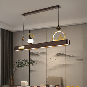 New Chinese Style Pendant <b>Light</b> Wooden Long Shape Led Chandelier For Restaurant Bar Study Tea Room - Product Image 3