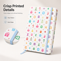 Cuaderno de tapa dura festivo y colorido al por mayor, con cierre elástico y marcapáginas de cinta, recubierto para notas diarias, listo para regalar.