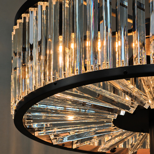 Contemporary Crystal Floor Lamp With <b>Black</b> <b>Frame</b> For Hotel Lobby And Home Decor - Product Image 3