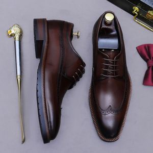 Chaussures Derby en cuir pour hommes, chaussures en cuir faites à la main, motif Brogue anglais, chaussures en cuir véritable pour hommes, bottes à lacets pour hommes - Product Image 3