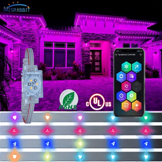 Misrabbit DC48V IP68 RGB/RGBW Smart App Controlled Rechargeable Outdoor Landscape Lighting Soffit LED Lights Christmas Light