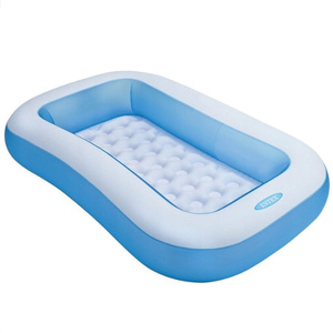สระน้ำเป่าลมทรงสี่เหลี่ยมสำหรับเด็ก ยี่ห้อ Intex ความจุ 90 ลิตร สีฟ้าขาว ผลิตจาก PVC สำหรับเด็กเล่นกลางแจ้ง - Product Image 1