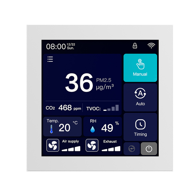 Source Factory Hrv Ventilation System Intelligent Controller CO2 Sensor Used for AC EC DC Fans HVAC System Controller